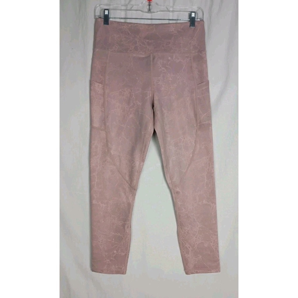 Zyia Active Size 8-10 Pink Marble Pattern Leggings With Pockets